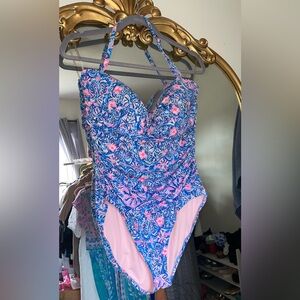 Lilly Pulitzer Flamenco One Piece Swimsuit- size 16. Blue Peri Takin It Easy